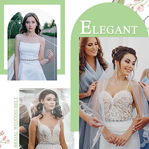 Geyoga Bridal Belt Wedding Dress Rhinestone Wedding Sash for Bride Dress Gowns Crystal Belt with White Organza(Elegant Style)4