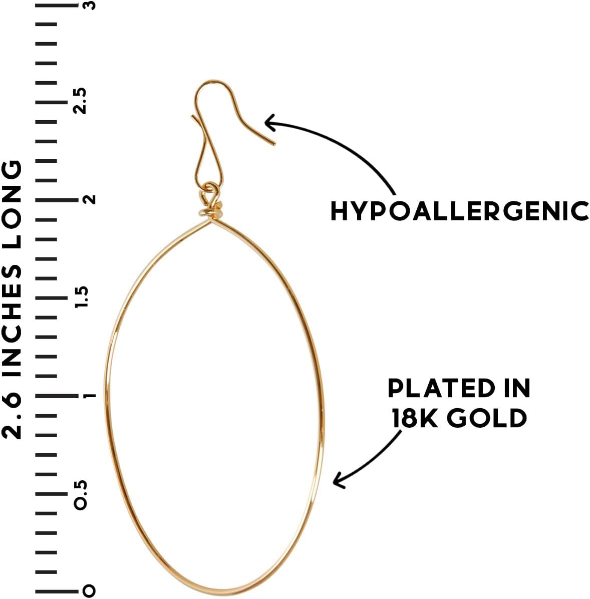 Dangle Hoop Earrings for Women - Minimalist Geometric Round Drop Hoops - Hypoallergenic, Safe for Sensitive Ears - Plated in 18K Gold or 925 Sterling Silver - Image 4