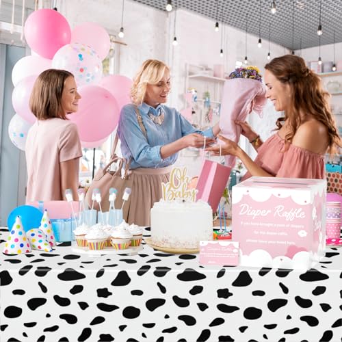 Image of Diaper Raffle Tickets with Card Box, 50 Pink Raffle Tickets and Box for Baby Shower Game, Gender Reveal, Oh Baby Theme Party Decorations