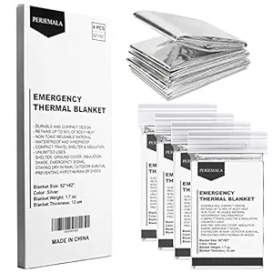 Emergency Mylar Thermal Blankets (4 Pack) Space Blankets Camping Shade/Preventing Hypothermia Or Shock/Outdoor Survival/Shelter