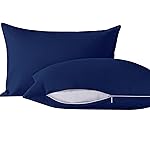NTBAY 2 Pack Pillows with Microfiber Pillowcases, Soft Cotton Down Alternative 13x18 Zippered Pillows for Sleeping in Crib - Machine Washable - Breathable Travel Pillows, Navy Blue