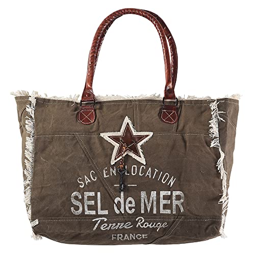 Bolso Tote de Cuero y Lona reciclada para mujer miniatura 2