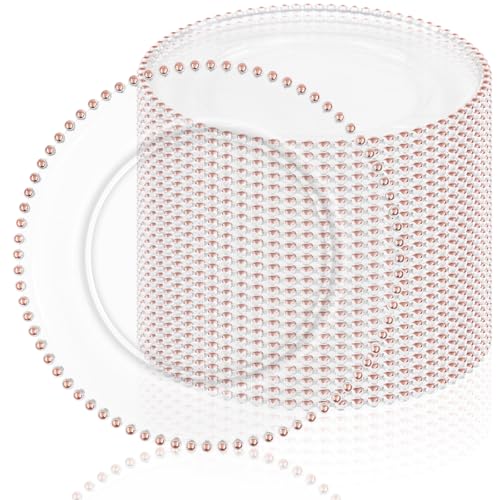 Platos cargadores redondos acrílicos 13 pulg rosa dorado x24 miniatura 1