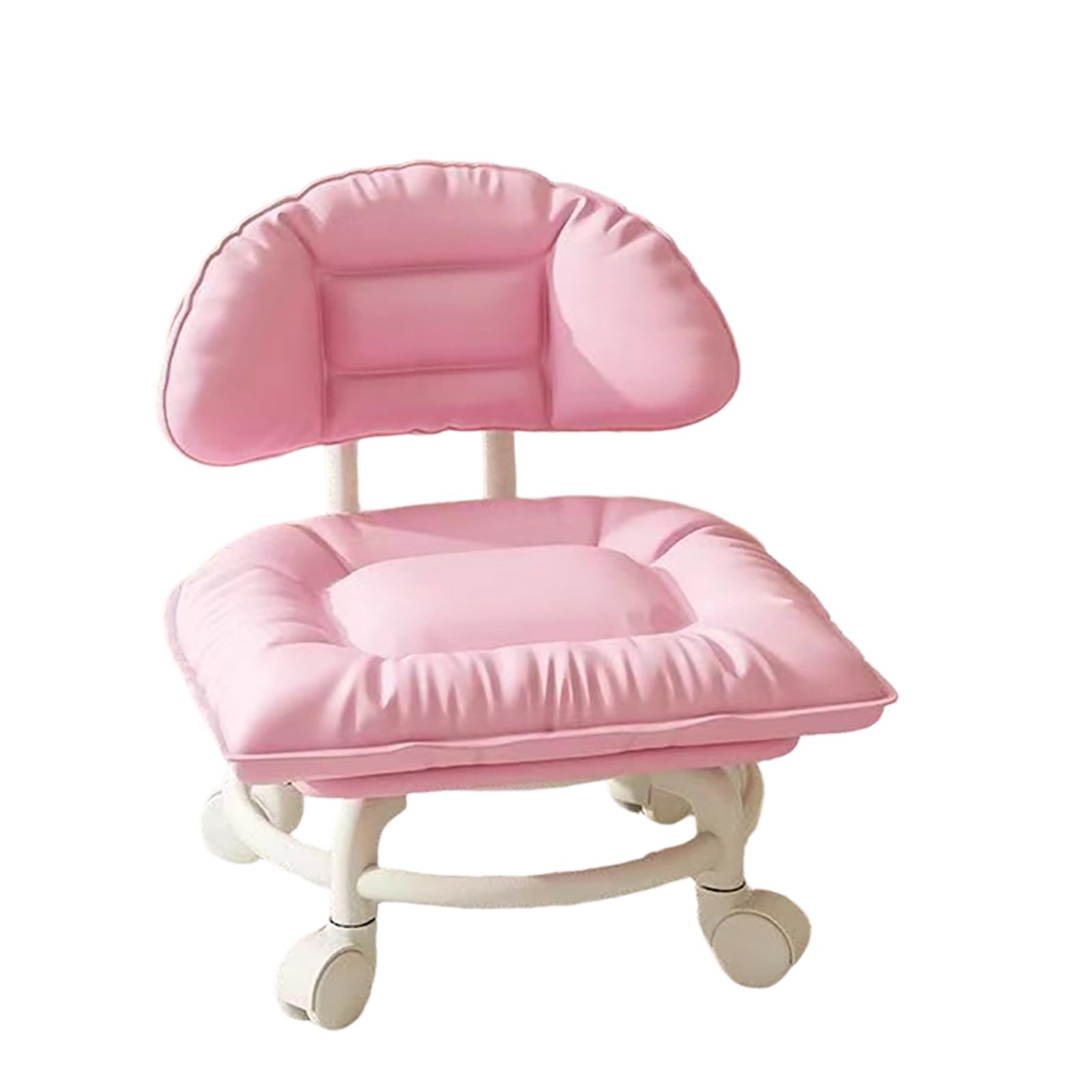 Rolling Low Stool with Backrest (pink)