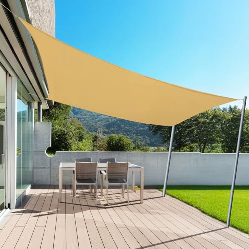 AXT SHADE Toldo Vela de Sombra Impermeable Rectangular 3x4m Protección Rayos UV para Terraza Exterior Patio Jardín-Arena