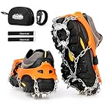 HIKENTURE アイゼン チェーンスパイク 201ステンレス製 スノースパイク 凍った道 雪山 登山 ハイキング 穴釣り 磯釣り 沢登り 転倒防止 耐久性 収納袋付き 男女兼用(オレンジ・M)