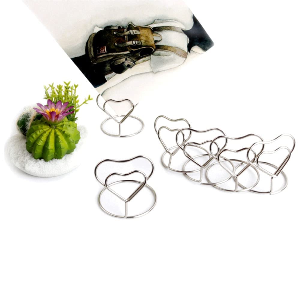20pcs Porta Foto con Mollette, Porta Segnaposto Clip, Porta Memo con Clip in Coccodrillo e Base