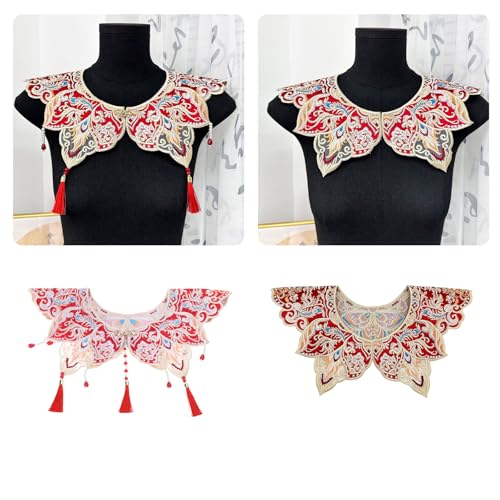 Ethnic Fringed Faux Collar Decorative Half Shawl Clouds Shoulder Collar for Chinese Ancient Costume Festival Neckpiece Decorative Collars2