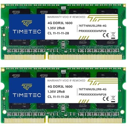 Image of Timetec Hynix IC 8GB Kit (2x4GB) DDR3L SODIMM for Intel NUC Kit /Mini PC /HTPC /NUC Board 1600MHz PC3L-12800 Non ECC Unbuffered 1.35V CL11 2Rx8 Dual Rank 204 Pin Memory RAM Module Upgrade
