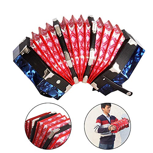 Lesgos 20 Button Concertina Accordion, Portable Professional Concertina Instrument with Carrying Bag, for Kids Beginner Music Enthusiast(Blue)