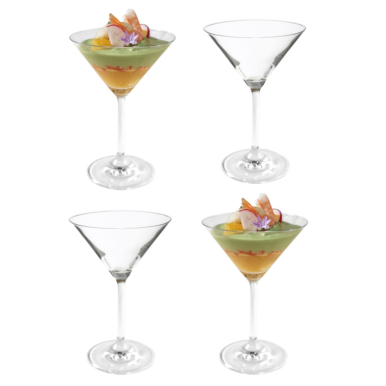 Set di 4 bicchieri da Martini da 220 ml, per cocktail, Martini, feste, a forma di V, classici, Martini, moctail, espresso, bevande fredde, bicchieri da portata per feste, bar, ristoranti, pub