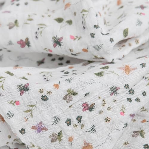 Image of Little Unicorn Muslin Swaddle Blanket for Newborns & Infants | Soft & Breathable Fabric | Set of 3 Baby Blankets for Swaddling, Nursing, Shower Gifts (Garden Bees)
