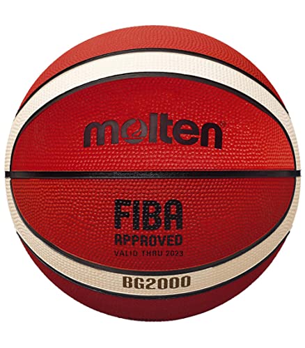 Molten B3G2000 Basketball, Trainingsball, Gummi, griffig, 12 Felder, orange/Ivory, Größe 3, Paketeinheit 50 Molten B3G2000 Basketball, Trainingsball, Gummi, griffig, 12 Felder, orange/Ivory, Größe 3, Paketeinheit 50