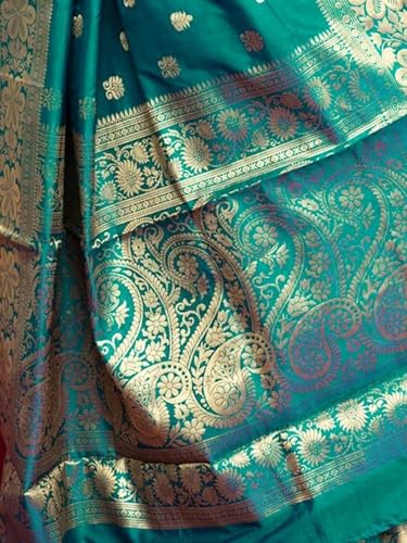 Image of Women's Kanjivaram Silk Saree with Blouse Piece, Banarasi Style,