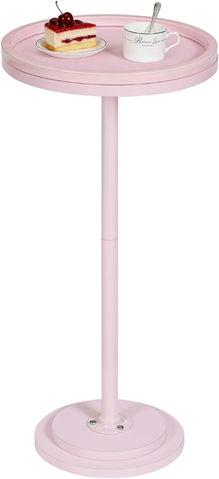 HOOBRO Small Round Side Table, Drink Table, Coffee Martini Table with Pedestal Accent for Small Spaces in Living Room, Bedroom, Sofa Couch, Pink KK168BZ01