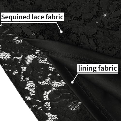 Image of COOAN Wedding Guest Cocktail & Formal Dresses for Women - Lace Sequin Dress