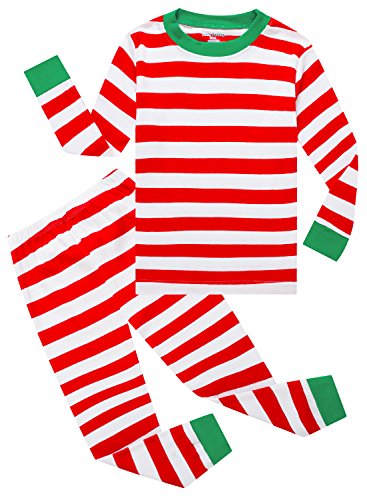 Family Feeling Striped Little Boys Girls Christmas 2 Piece Pajamas Set 100% Cotton Pjs Red Size 18-24Months