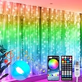 lichterketten vorhang 2m Vollfarbige Patch-Lichterkette: QINER LED-Lichter für das Schlafzimmer enthalten eingebettete unabhängige Steuerung (IC) Chips, die verschiedene Farben und Szene-Modi zeigen auf den Vorhang Lichter gleichzeitig, fließend wie ein Regenbogen. Die Dynamic Control Technology zeigt natürlichere Farben, höhere Lumen-Helligkeit und eine reichere Farbleistung als gewöhnliche Lichterketten.