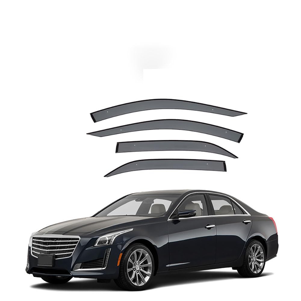 JPEGU Car Window Visors Rain Guards for Cadillac Cts Sedan MK3 2014-2019 Rain Guard Tape-On Sun Wind Side Vent Window Deflector Accessories
