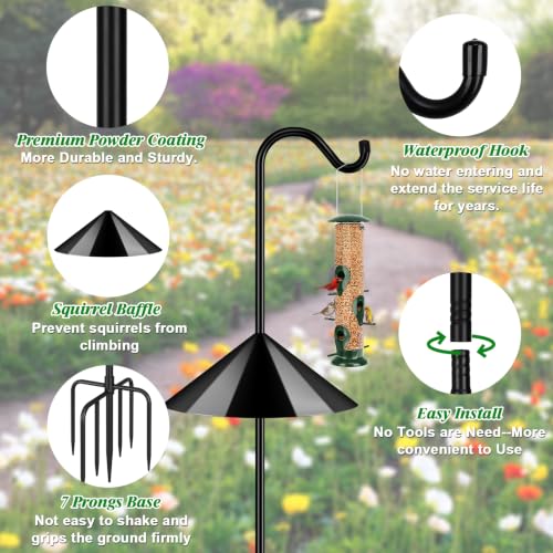 Image of FEED GARDEN 108'' Bird Feeder Pole Squirrel Proof 1 Pack, Shepherds Hook