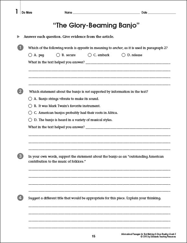 Informational Passages for Text Marking & Close Reading: Grade 5: 20 Reproducible Passages With Text-Marking Activities That Guide Students to Read Strategically for Deep Comprehension - Image 10