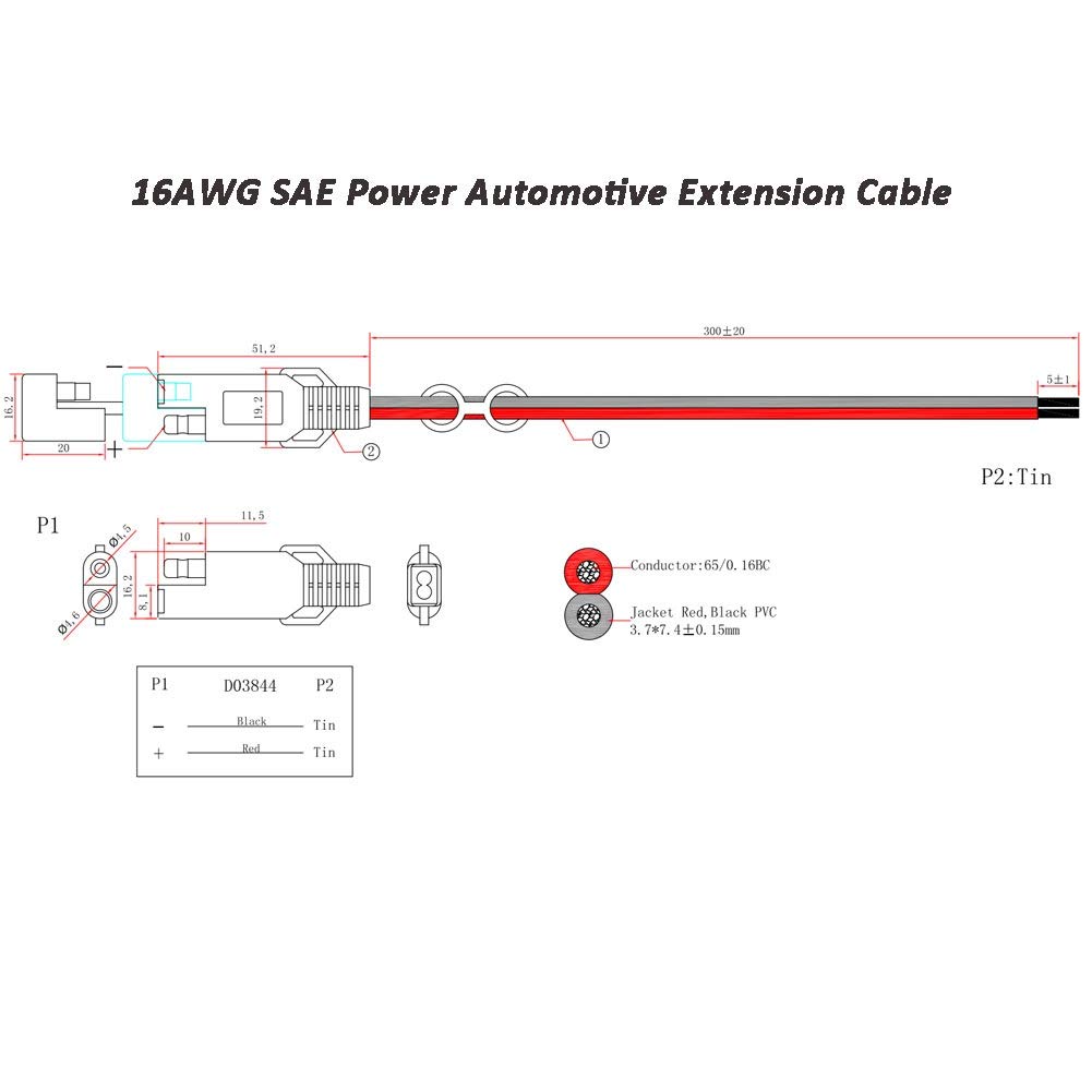 Enfwei 300cm connettore sae,Cavo di prolunga da Sae a Sae