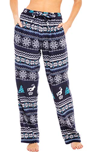 Alexander Del Rossa Women's Warm Fleece Pajama Pants, Long Lounge Bottoms, 3X Christmas Snowflakes And Birds (A0432V933X) #TOP25