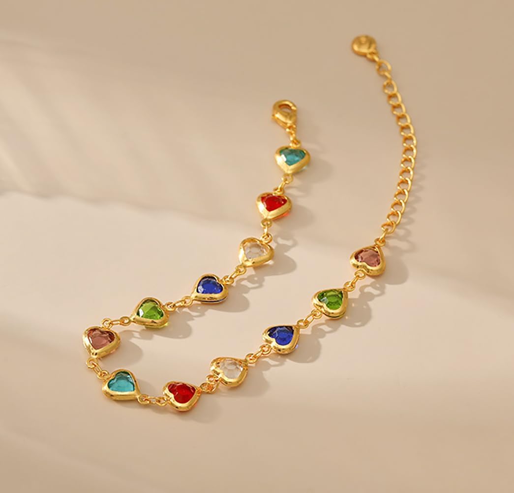 18K Gold Plated Anklet for Women Multicolor Crystal Ankle Bracelets Boho Adjustable Chain Anklets - Image 6