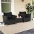 Tangkula 3 Pieces Patio Porch Furniture Set, PE Rattan Wicker Chair Conversation Set with Cushions and Storage Table, Outdoor Acacia Wood Bistro Set for Garden, Poolside (Black)