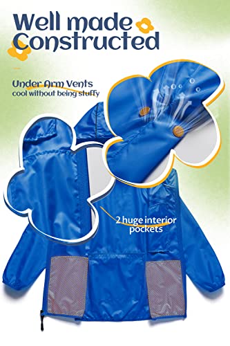Image of CREATMO US Boys Girls Rain Coat Kids Reflective Cycling Jacket Waterproof Packable Children Windbreaker With Removable Hood