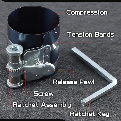 SPEEDWOX 3 Inch Zuiger Ring Verstelbare Ratel Compressor Tool Zuiger Ring Installatie Tool Zuiger Ring Clips Verstelbare Compressie Range 2.4"-6" - Afbeelding 5
