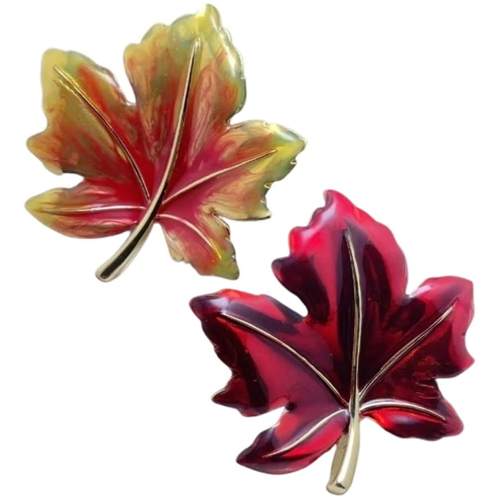 Sslvya 2 Pcs Fall Maple Leaf Brooch Pins Thanksgiving Lapel Pins for Backpacks Autumn Maple Leaf Brooches for Clothes Bags Hats