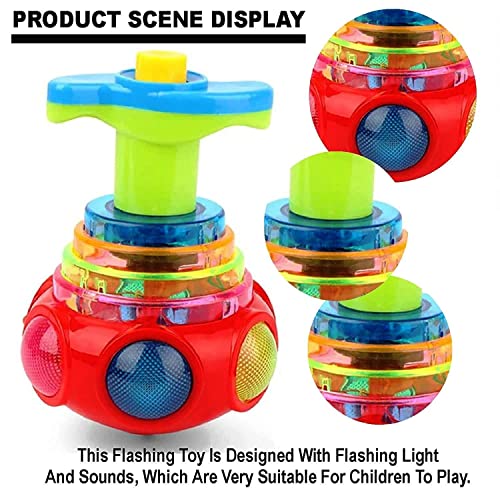 Image of Musical Spinning Top Toy with LED Light, Music Flash Light Lattoo for 3 Years Kids (Multicolor)