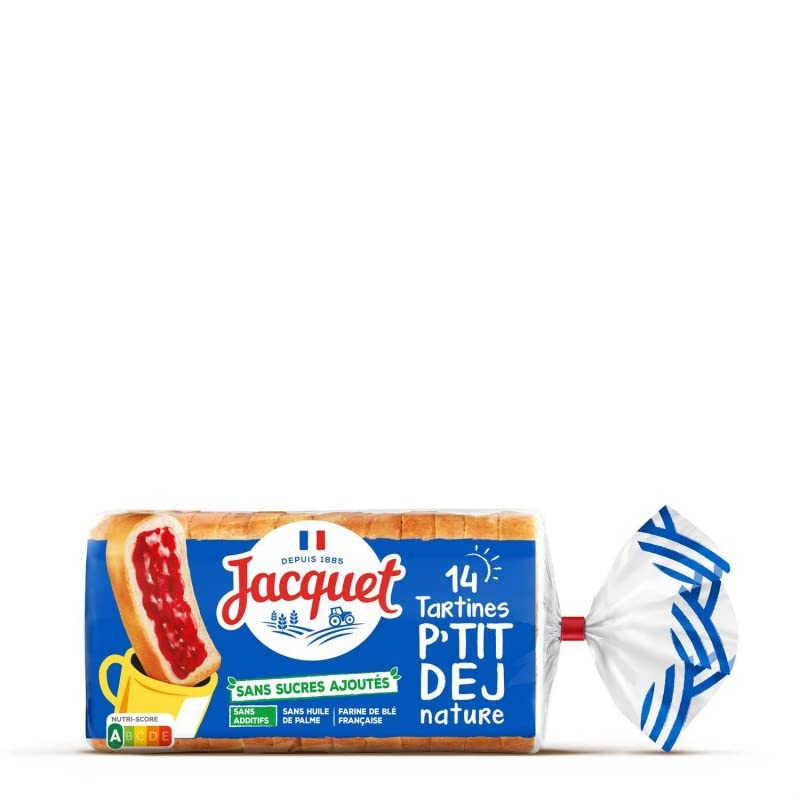 Délice Matinal: Pain de Mie Nature Jacquet Tartine P'tit Déj 410g Qualité Premium pour un Petit Déjeuner Savoureux et Équilibré - Le Lot De 4