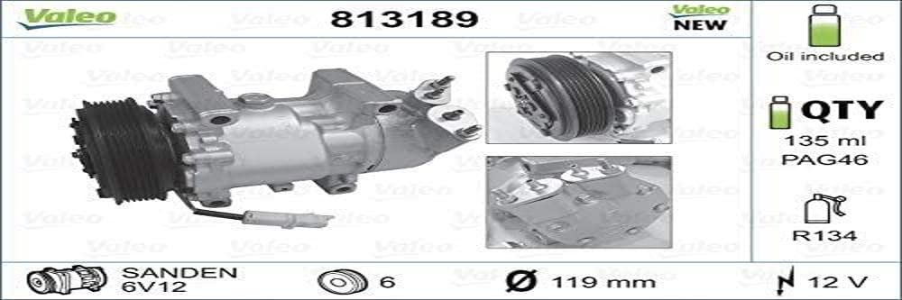 VALEO Compressore, Climatizzatore 813189 Compatibile con: CITROËN BERLINGO/BERLINGO FIRST Großraumlimousine (MF_, GJK_, GFK_, BERLINGO/BERLINGO FIRST Kasten/Großraumlimousine, C2, C3 I, C3 Pluriel