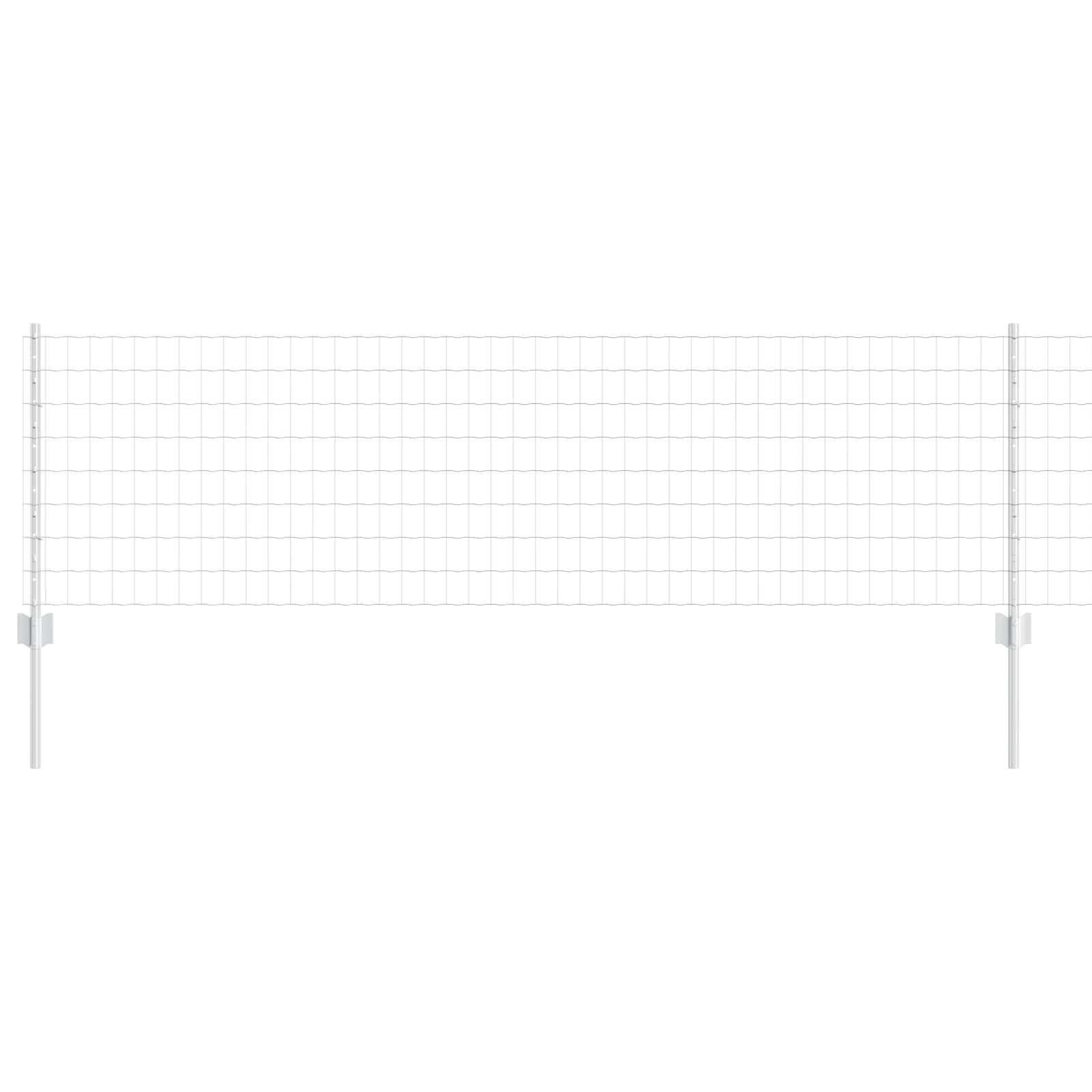Outdoor Garden Steel Fence Panel Set Silver 0.6 x 25 m with Posts, UV-Resistant Powder-Coated Privacy Screen for Terrace Patio Boundary Décor