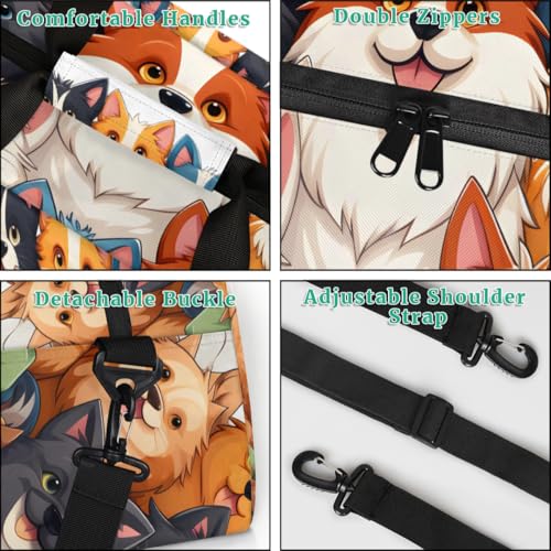 Cute Dogs Personalized Duffel Bag Weekend Overnight Travel Bag Sports Waterproof Gym Bag Lightweight Dance Bag4