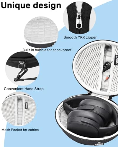 Image of Hard Travel Carrying Case Compatible with Skullcandy Crusher Over-Ear Headphones. (Case Only, Not Include The Device)-Black(Gray Lining)