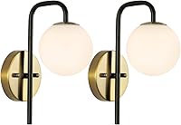 Vista 1 de Juego de 2 apliques de pared industriales de globo de mediados de siglo, lámpara de pared moderna para tocador de baño con pantalla de vidrio
