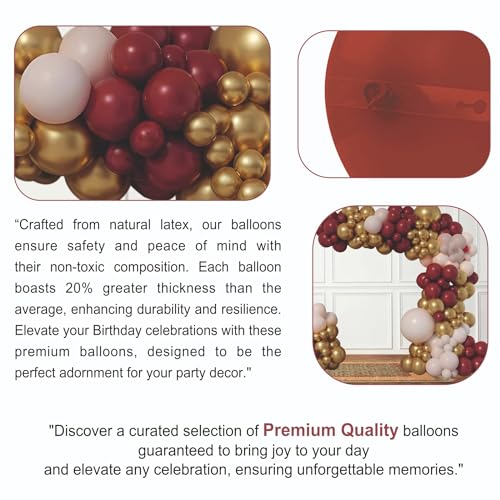 Image of Happy Birthday Balloons Decoration Kit - 57 Pcs Burgundy Maroon Balloon Garland Set for Birthday Decoration | Birthday Party Decoration Set for Celebrations for Kids & Adults