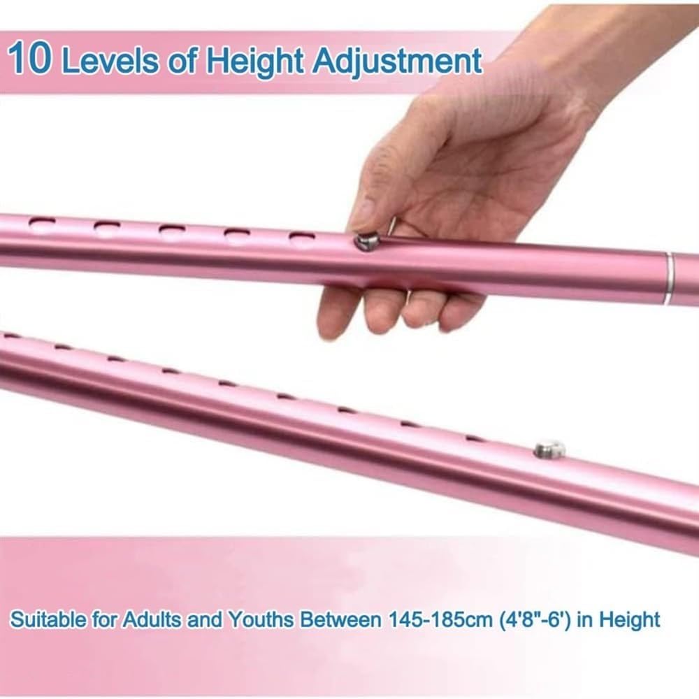 Muletas de antebrazo para Adultos, Ajustables y Plegables (par), Ligeras, de Aluminio, Color Rosa, con Puntas Antideslizantes.
