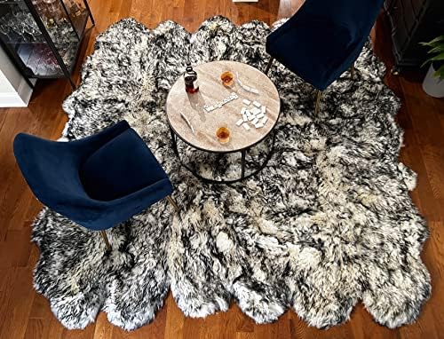 Genuine New Zealand Sheepskin Rug by Livving, 18 Pelt Size (8' x 8.5'), Wolf/White; Thick, Luxurious
