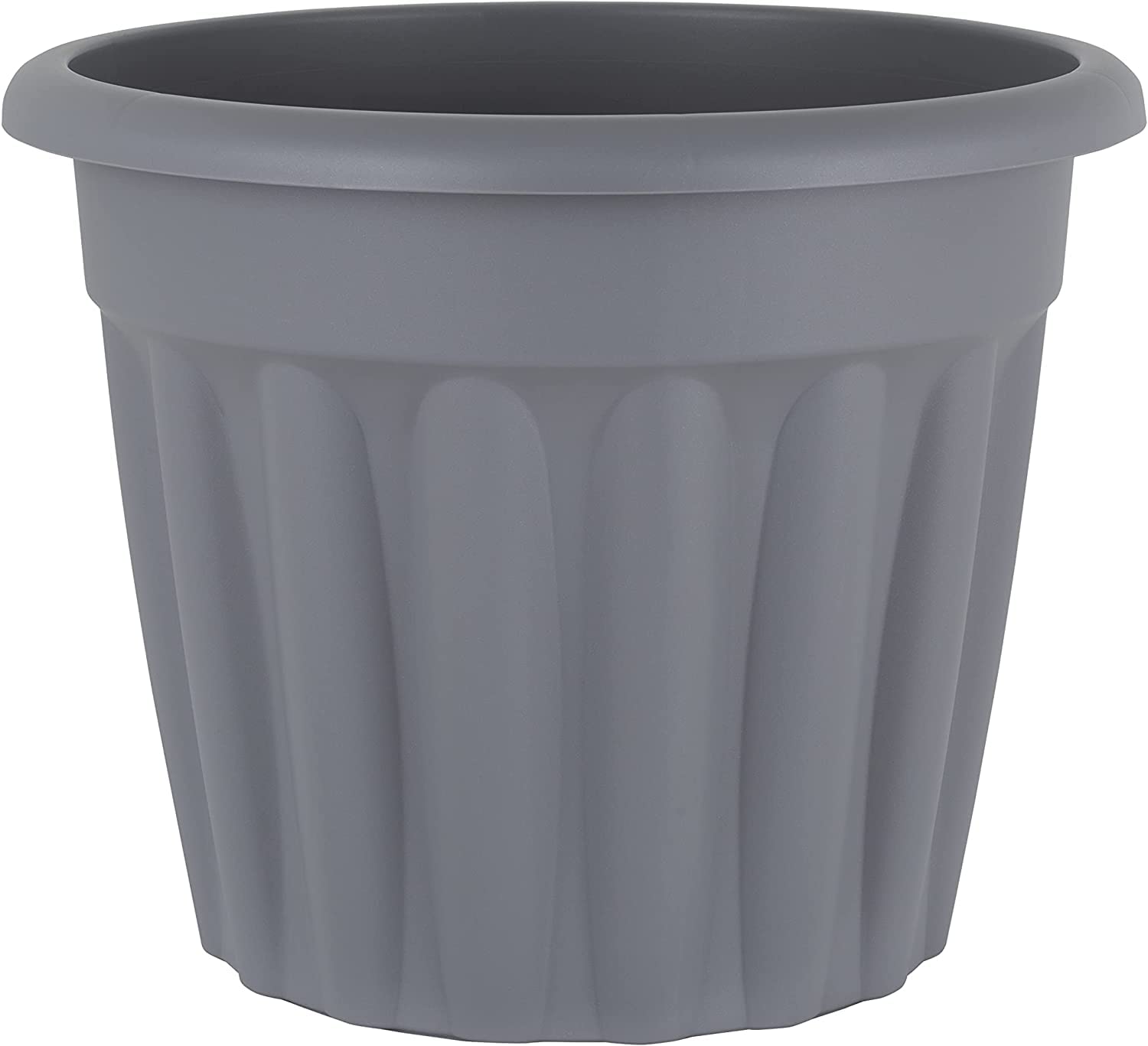 M1ss Grey 50Cm Upcycled Round Plastic Planter Flower Pot Nursery Planter Decorative Garden Container For Patio, Indoor And Outdoor Bonsai Plants, Aloe, Herb, Orchid And More Plants/Flowers (Grey)