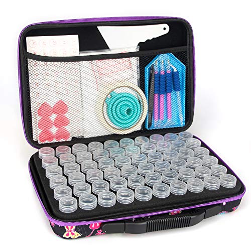 IOOSTAR 60 Slots Diamond Painting Storage Box Diamond Art Storage Containers with Tools Diamond Painting Accessories Portable Bag Diamond Embroidery Case kit (YNCGJ031)
