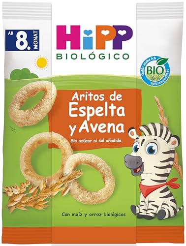 HiPP Biológico - Snack de Aritos de Espelta y Avena BIO - 30g - Sin Sal Añadida - Sin Azúcar Añadido - Apto A Partir de 8 Meses