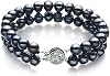 Pulsera de Perlas de Cultivo de Agua Dulce para Mujer, Negro, Doble Vuelta, Calidad A, 6-7mm, con Cierre de Plata 925 1