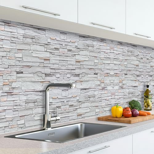 Panel Cocina Antisalpicaduras 300x60cm – Placa ABS Monolítica con Impresión Directa – Calidad Deluxe – Protector Decorativo – Diseños y Tamaños (Ladrillo rústico)