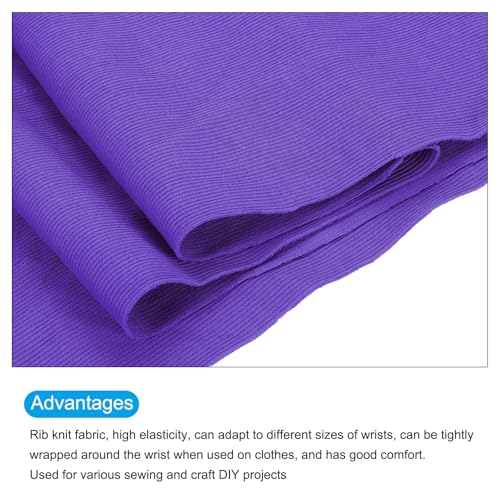 Image of MECCANIXITY 39 inch Elastic Cuffs Ribbed Trims Cotton Fabric Knit Rib Stretch Tape Cuff Sleeve Waistband for Sewing, 24 inch Wide Purple