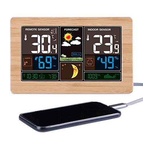 Digitaler Wecker Mit Farbbildschirm,Mit Innen- Und Außentemperatur- Und Feuchtigkeitserkennung,Wetteranzeige,LED Bildschirm,USB-Aufladung,