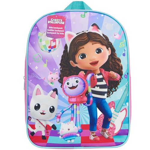 Get Trend Mini mochila infantil 30,5 x 23 cm, bolsa de jardim de infância, pré-escolar, esportes, viagens, 3 + presentes para crianças, Casa de bonecas Multi Gabby's, 12.6x9.1x3.7inch, Mochilas